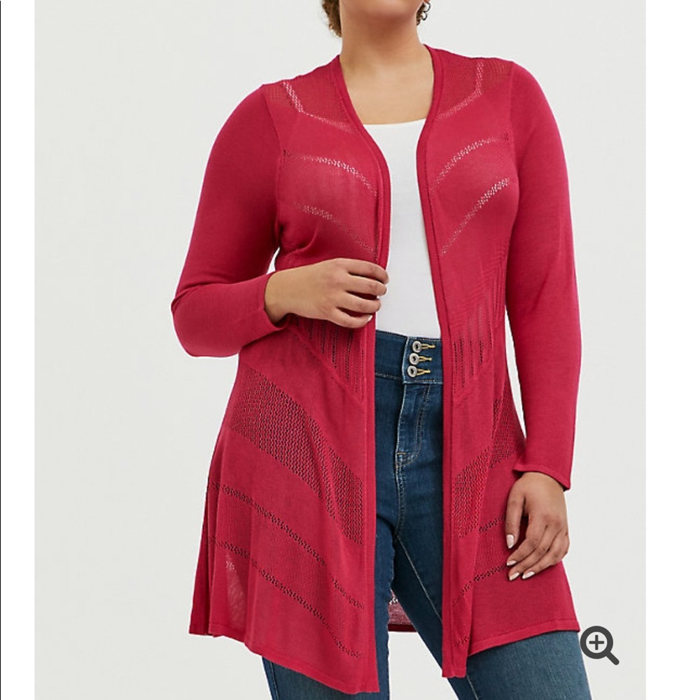 Plus Size 5 Pink Open Cardigan